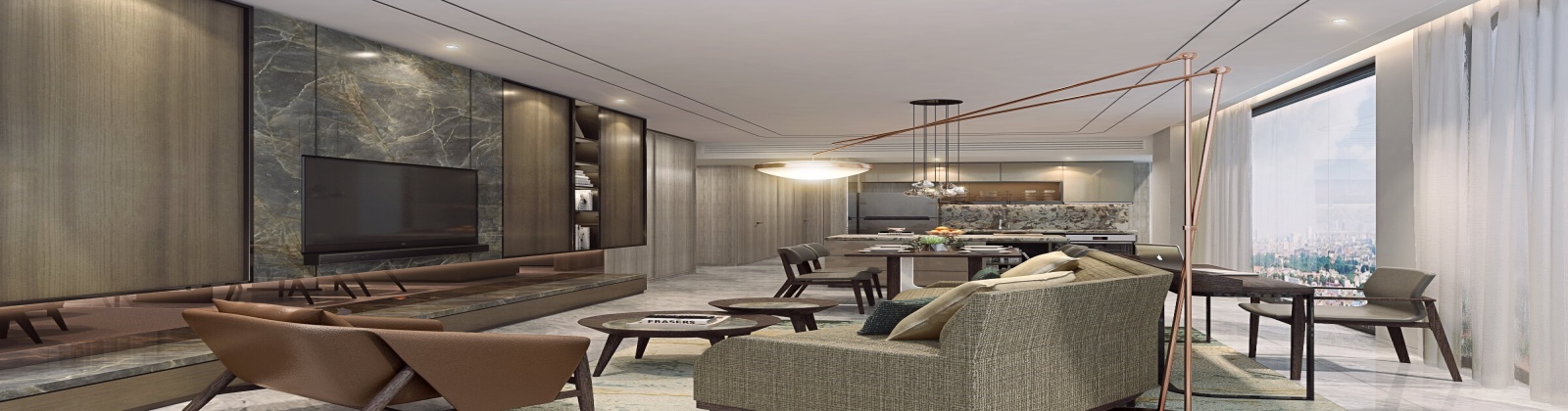 Integrated Living, Dining, and Kitchen Areas