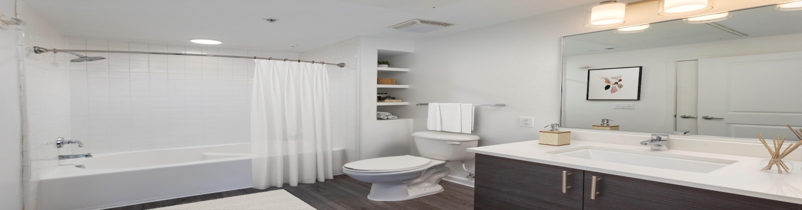 White quartz countertops, LED lighting White quartz countertops, LED lighting