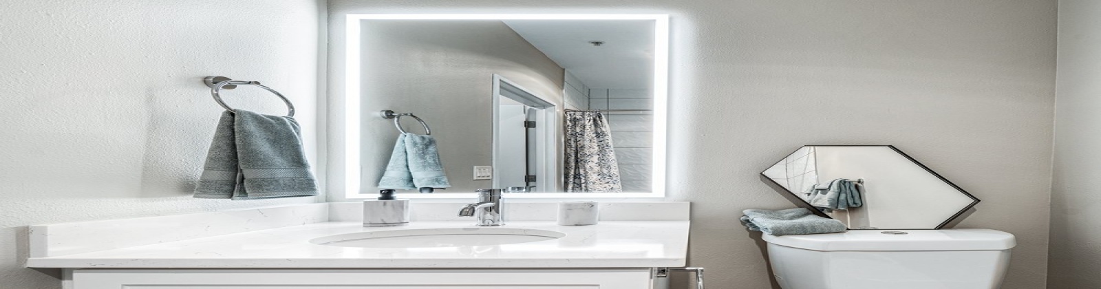 LED mirrors, tile tub surrounds 