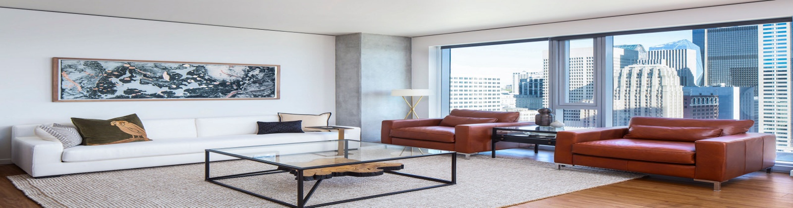 Hard surfaced flooring throughout, floor to ceiling windows 