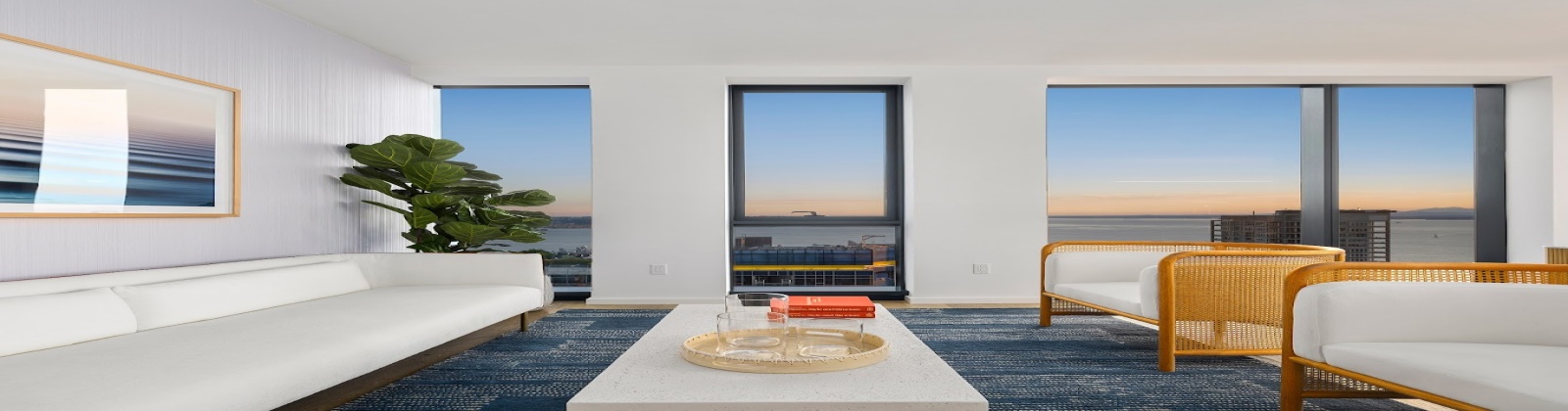 Wide plank wood flooring, floor to ceiling windows Wide plank wood flooring, floor to ceiling windows