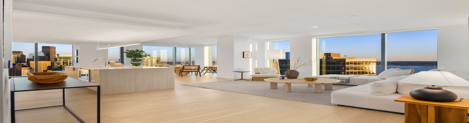 Wide plank wood flooring, floor to ceiling windows Wide plank wood flooring, floor to ceiling windows