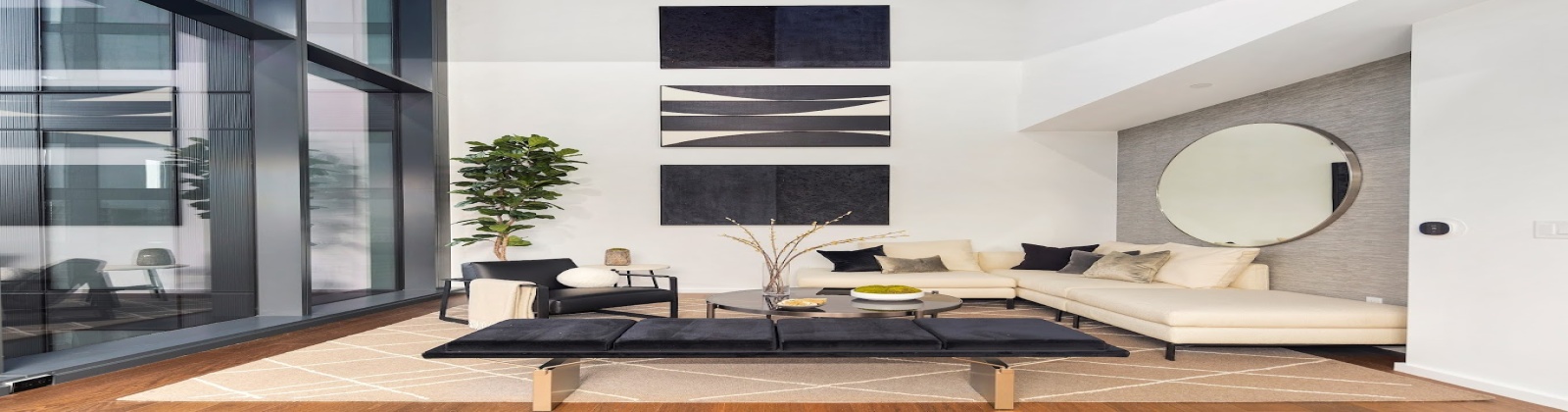 Wide plank wood flooring, floor to ceiling windows Wide plank wood flooring, floor to ceiling windows